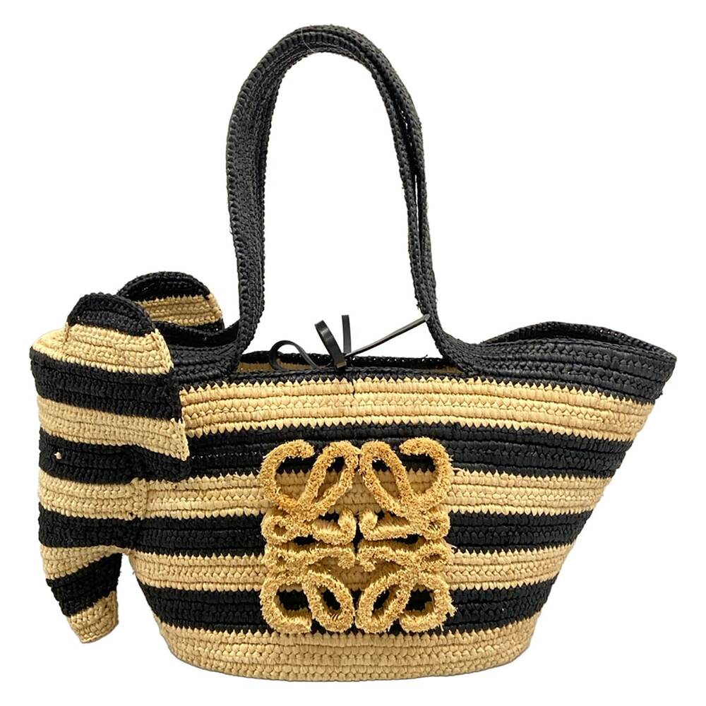 Loewe Elephant Basket Bag Tote Bag A223T37X02 Beige Black